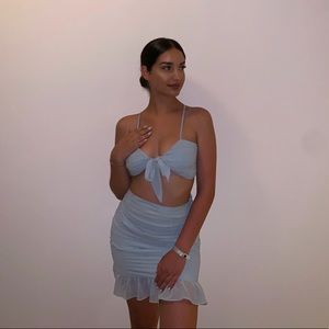 Blue pleated skirt set💙